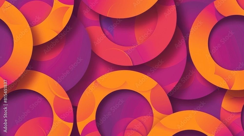 Poster geometric pattern with orange elements on a magenta background for web and graphic design