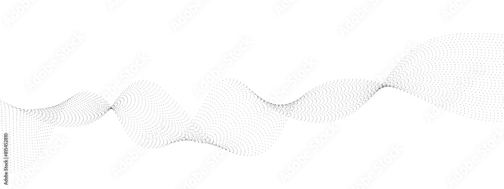 Aufkleber flowing wave dot particles halftone pattern black gradient curve shape isolated on transparent backg