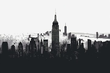 Fototapeta premium Simple art deco New york skyline