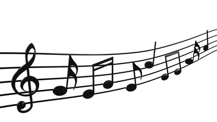 Music notes on transparent background