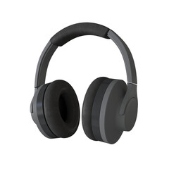 Grey headphone isolated on transparent background, 3D render
