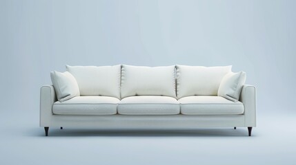 Minimalist sofa with natural lighting and high definition in atmospheric 3d rendering
