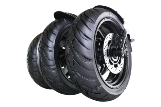 Motorcycle tires isolated on transparent background