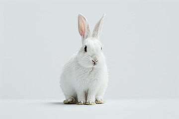 Fototapeta premium white rabbit on white