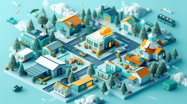 Real Estate: A 3D vector illustration of a real estate conference