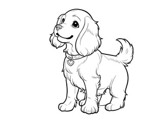 An illustration of a cute small dog sitting on a white background