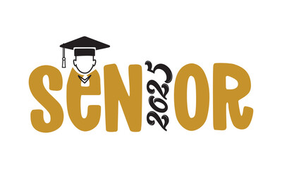 Senior 2025 Hand lettering - Typography. Vector illustration of a graduating class of 2025.