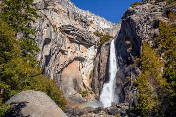 Fototapeta na wymiar Clear Winter Day on Lower Yosemite Falls, Yosemite National Park, California