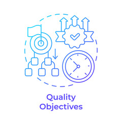 Quality objectives blue gradient concept icon. Performance metrics, goal measure. Round shape line illustration. Abstract idea. Graphic design. Easy to use in infographic, presentation