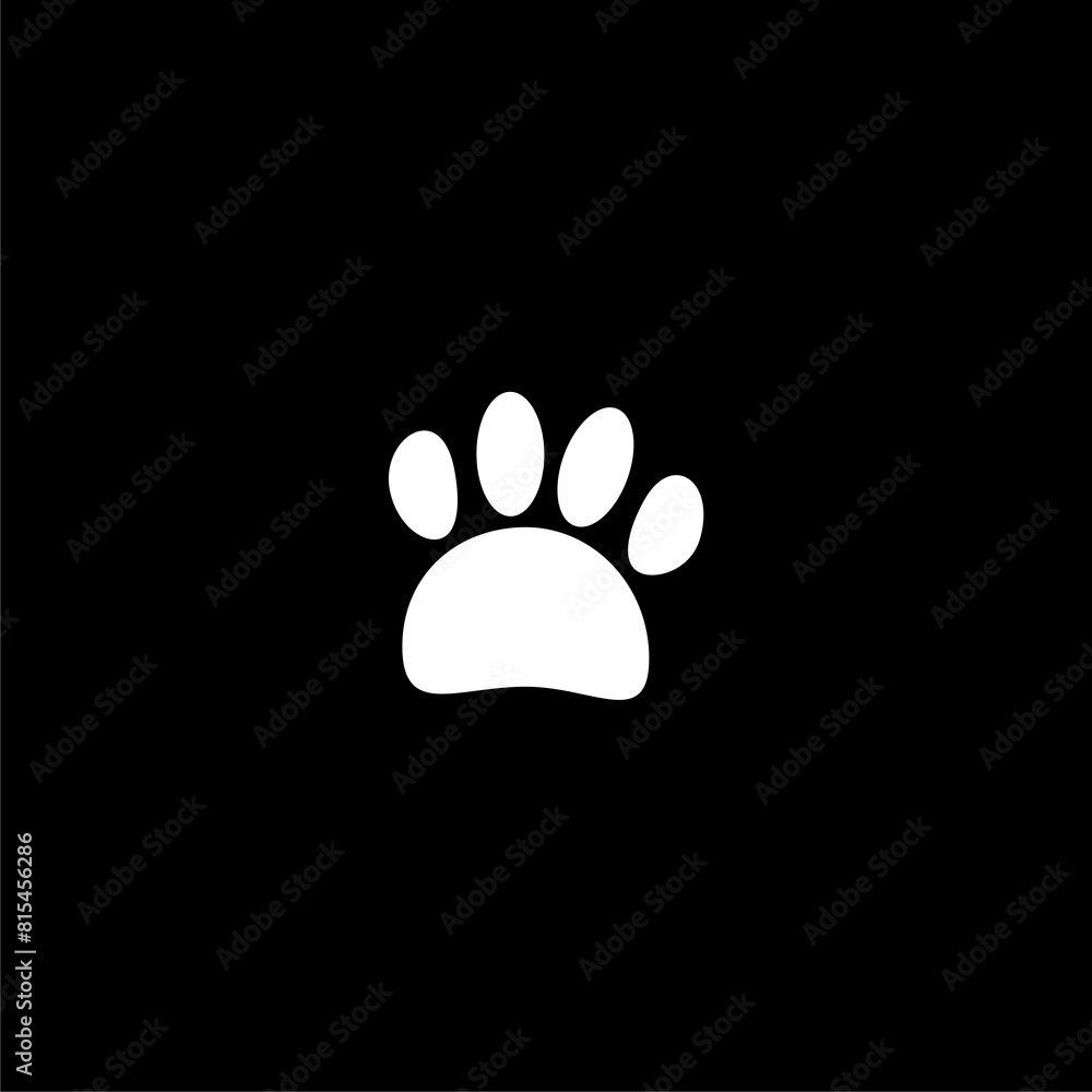 Poster paw print icon isolated on dark background