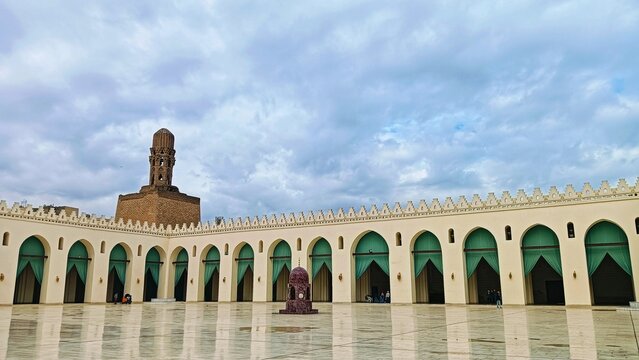 El Moez Street and El Hakim bamr Allah Moasque in Cairo in Egypt