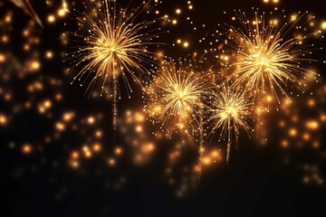 Obraz premium Generative ai on theme festive brightly fireworks on twilight background high in dark sky