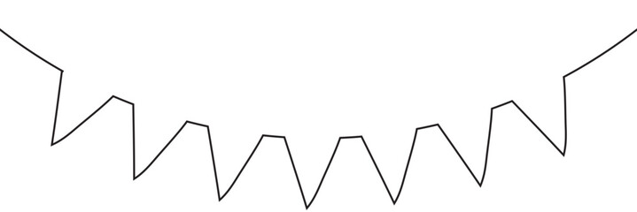 Continuous line art drawing buntings garland. Celebration party hand drawn flags. Vector linear illustration isolated on white background. EPS 10/AI