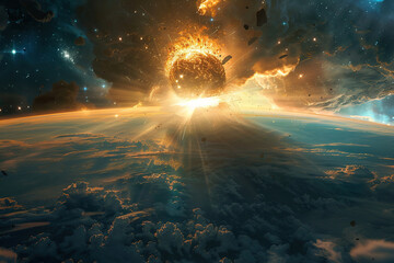 Generative ai on theme of scary nuclear explosion in outdoor, mushroom cloud of nuclear weapons