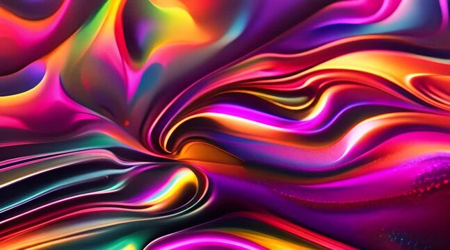 light holographic abstract silk  liquid waves in fluid motion, dynamism, screen saver