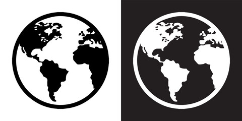 Globe icon vector. Earth icon sign symbol in trendy flat style. Planet vector icon illustration isolated on white and black background