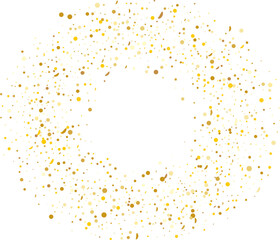 Golden confetti pattern Isolated on transparent background. Grunge grainy texture. Remove png, Clipping Path