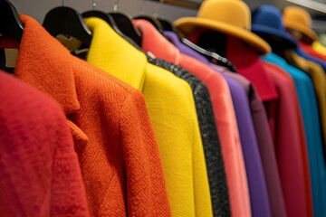 shopping concept - colorful clothing in a fancy store