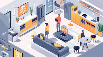 Obraz premium daily life in smart homes where IoT devices are seamlessly integrated