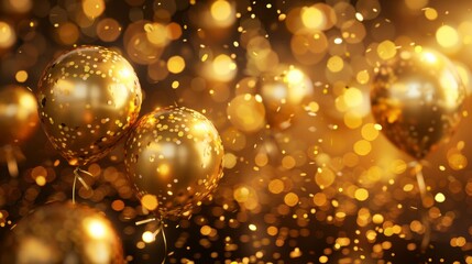 Luxury gold balloons for celebration events, anniversary, wedding. Great as template inspiration for banners, cards, posters