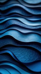 Obraz premium Detailed view of a vibrant blue wave pattern on textured paper, showcasing intricate lines and curves