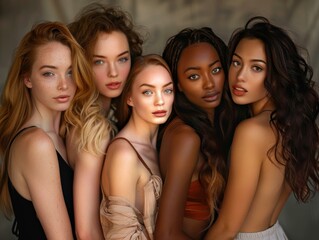 People of different ethnicities and races embracing. AI.