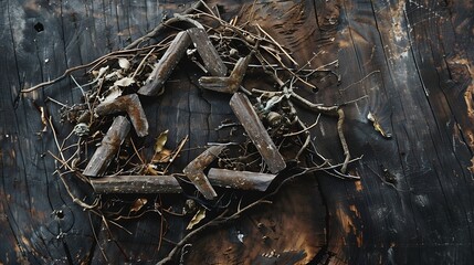 Fototapeta premium Photo of a sustainable symbol of recycling created with natural materials : Generative AI