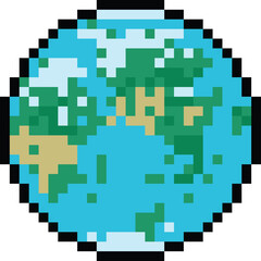 Pixel art cartoon earth icon