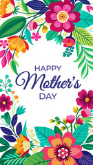 Happy Mother's Day greeting with floral design. Mothers day template design for card, web, banner, cover and social media post