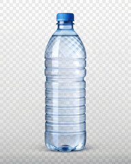 A bottle of water with clear cap on transparent background