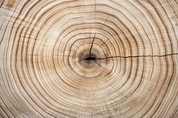 Naklejka premium Old wooden oak tree cut surface. Rough organic texture of tree rings with close up of end grain