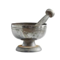 Big Stainless Steel mortar and pestle Isolated on Transparent Background