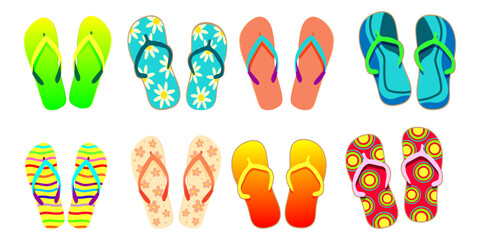 flip-flops set isolated on the white board in flat stile Vector illustration EPS 10