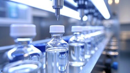 Automated Production Line Filling Pharmaceutical Vials