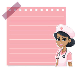Vector of a smiling nurse holding a clipboard