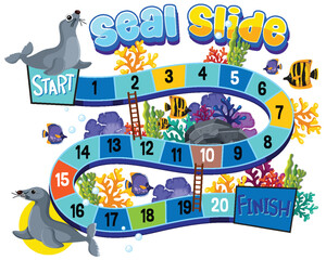 Obraz premium Colorful underwater themed board game with seals