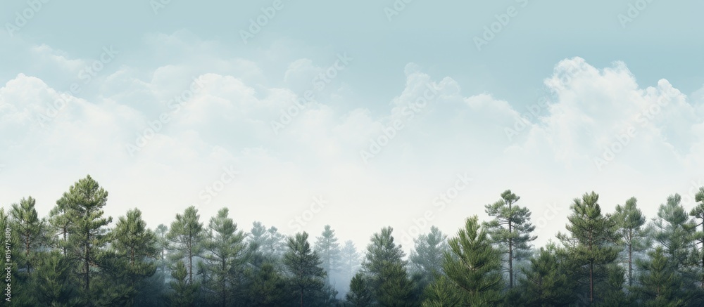 Aufkleber a picturesque forest of tall pine trees with a blank frame amidst them offering ample copy space for