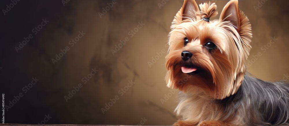 Sticker Close up portrait of a Yorkshire Terrier with copy space image