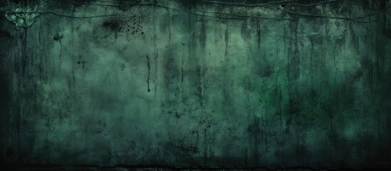 Naklejka premium A scary Halloween themed background with a dark green grunge wall that is scratched and textured offering plenty of copy space