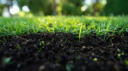 A lawn grass plant soil  