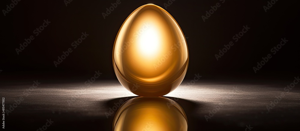 Poster Capture a photograph of a golden egg using only available light as the source creating a visually striking image with plenty of copy space