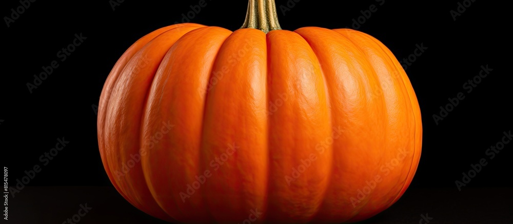 Poster A close up image of a Halloween pumpkin on a dark background with room for text or other elements. Creative banner. Copyspace image