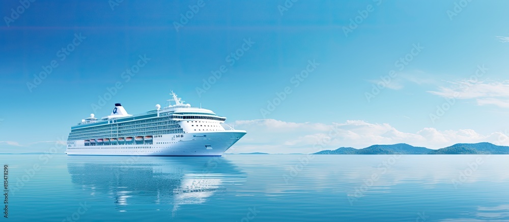 Aufkleber A cruise ship s side descending into the calm azure waters of the ocean with ample copy space image