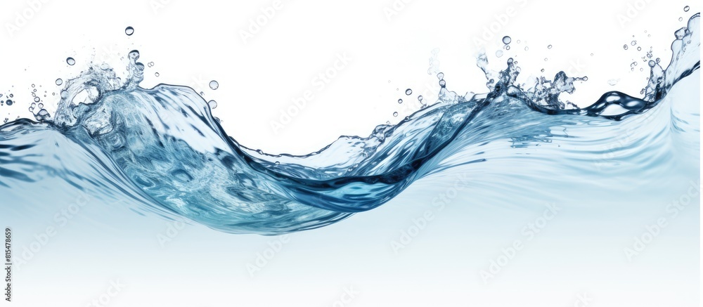 Poster a water wave captured on a white background with plenty of copy space for additional design elements