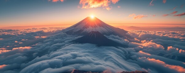 Inspirational Photograph of a Mountain Rising Above the Clouds. Dramatic Shot of the Natural World.