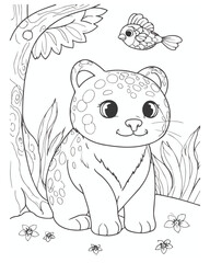 Fototapeta premium Animal Coloring Book Page For Kids
