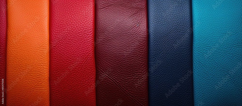 Poster An abstract leather texture with colorful stitches creating a visually appealing background and texture for design purposes Copy space image