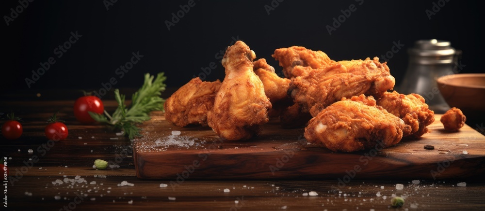 Aufkleber ready to fry chicken thigh pieces arranged on a cutting board creating a copy space image