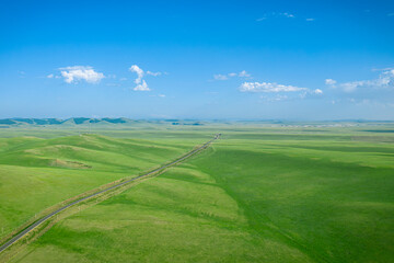 Aerial photography of the Dada line prairie in Keshiketeng Banner, Inner Mongolia