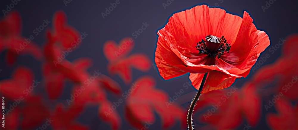 Poster a vibrant red poppy with copy space image